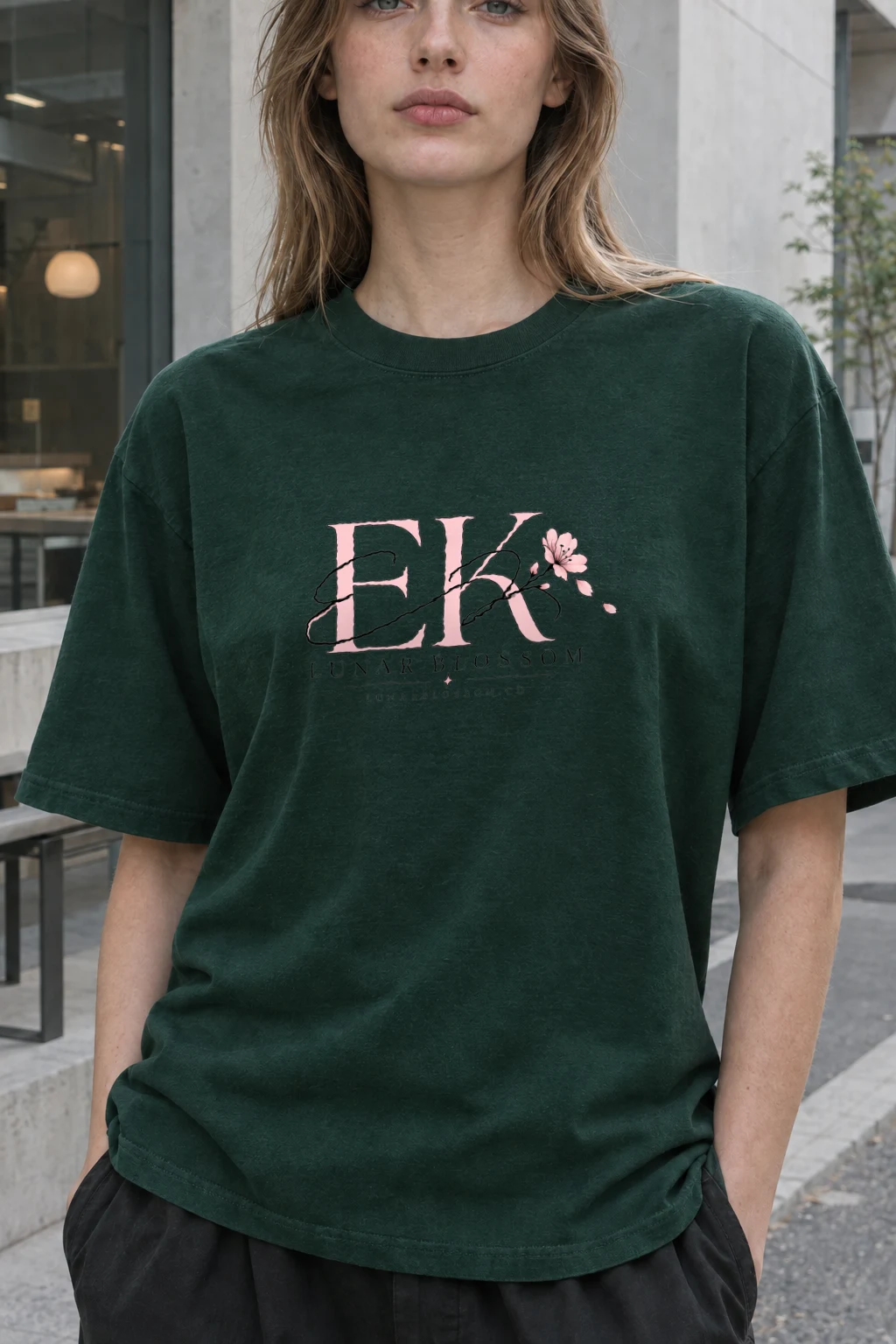"Lunar Blossom" Heavyweight Unisex Crewneck T-shirt | Gildan 5000
