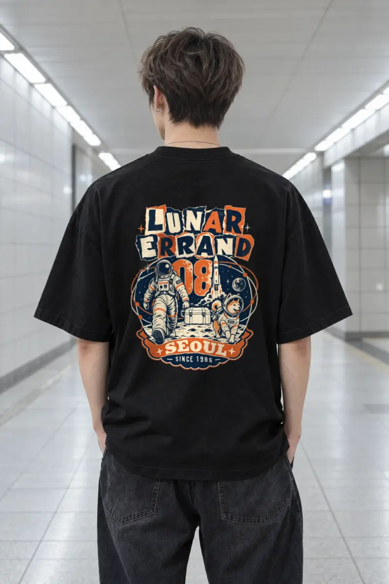 “Lunar Errand 08” Men’s Oversized Heavyweight Crewneck T-Shirt