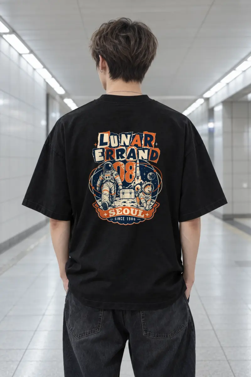 "Lunar Errand 08" Men's Oversized Heavyweight Crewneck T-Shirt