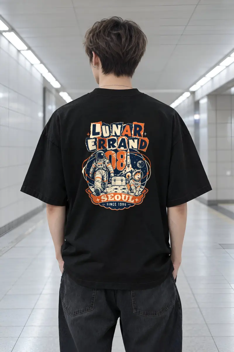 "Lunar Errand 08" Men's Oversized Heavyweight Crewneck T-Shirt