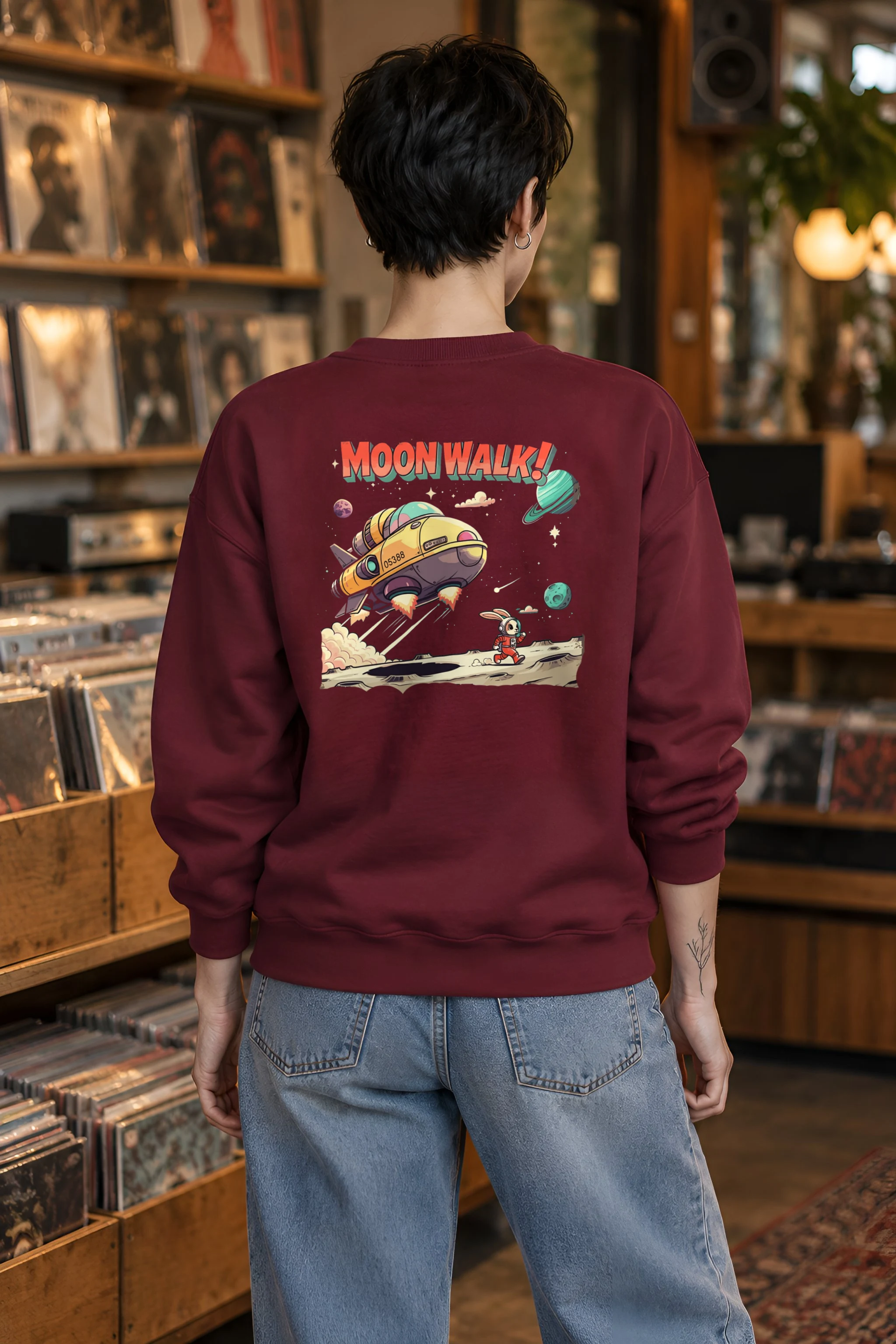 "Lunar Rabbit Rocket" 1 Crewneck Sweatshirt