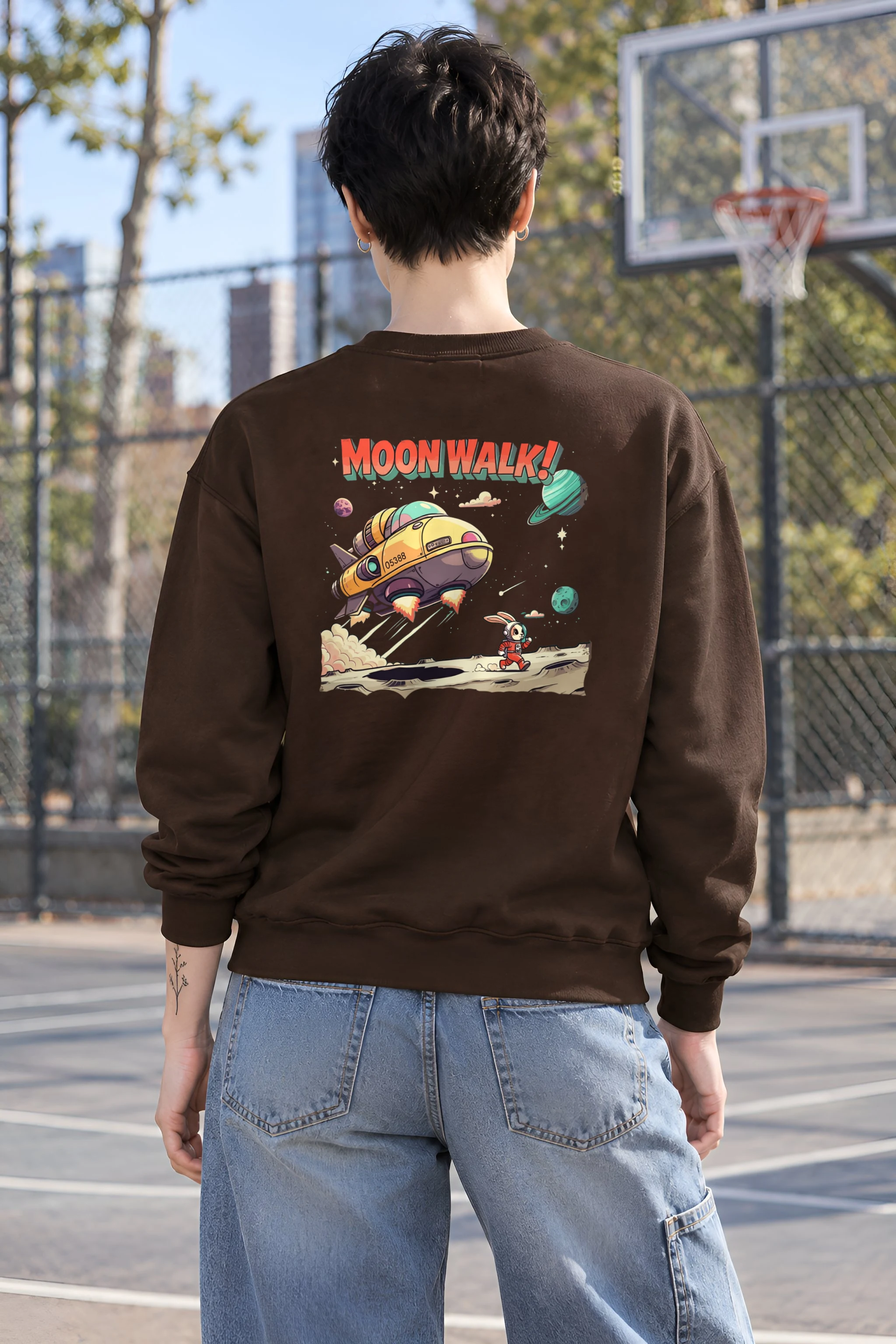 "Lunar Rabbit Rocket" 1 Crewneck Sweatshirt