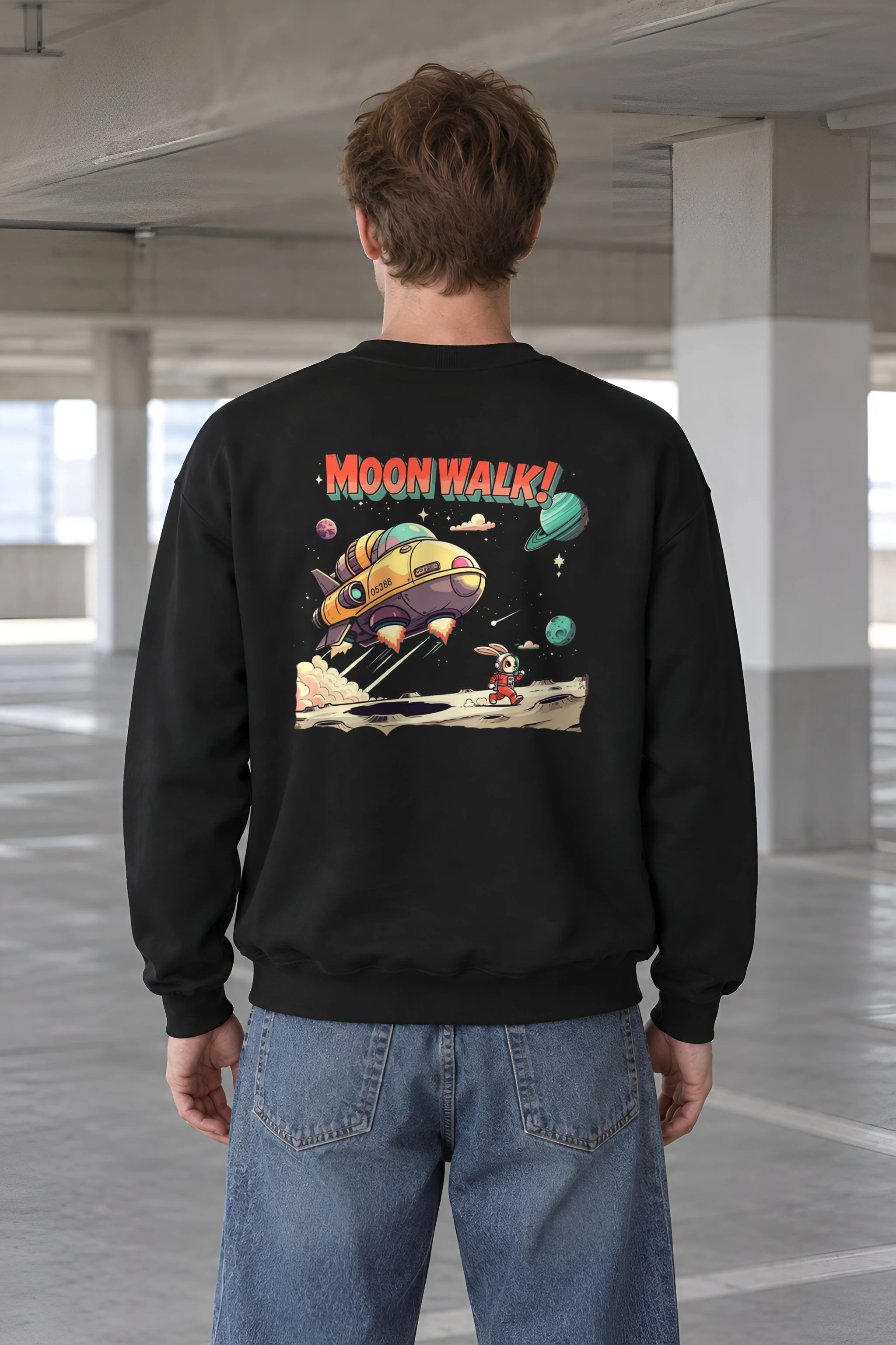 "Lunar Rabbit Rocket" 1 Crewneck Sweatshirt