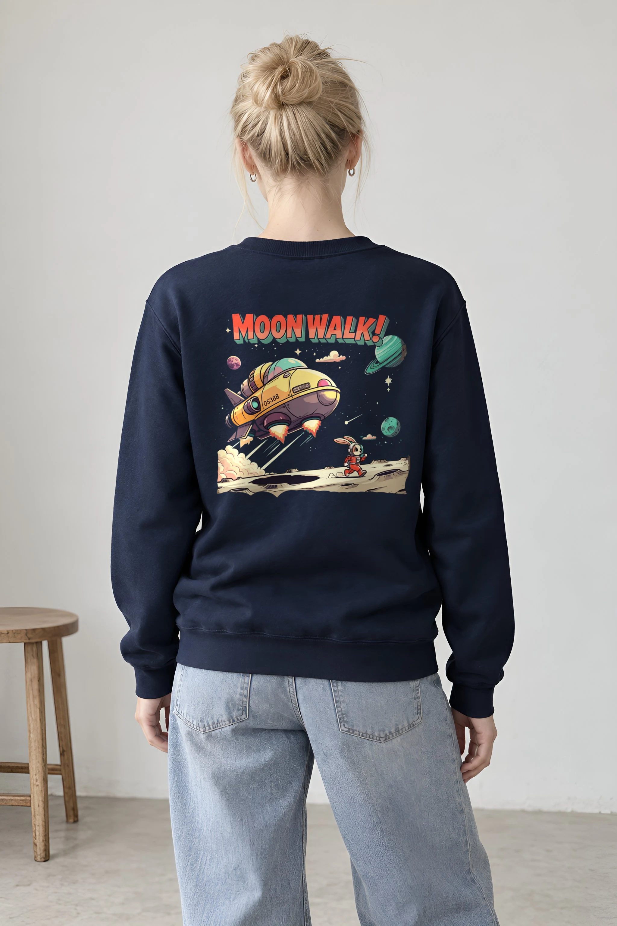 "Lunar Rabbit Rocket" 1 Crewneck Sweatshirt
