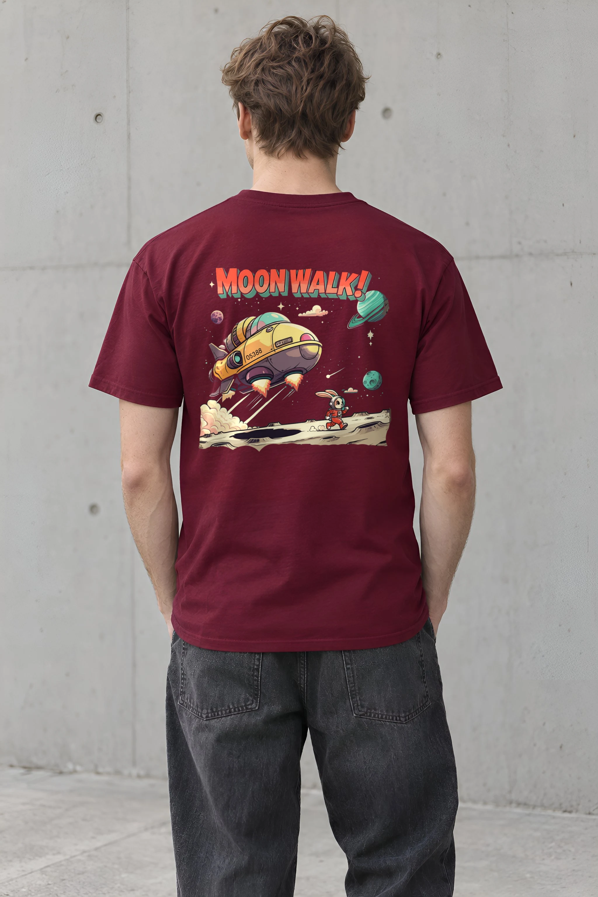 "Lunar Rabbit Rocket" Heavyweight Unisex Crewneck T-shirt