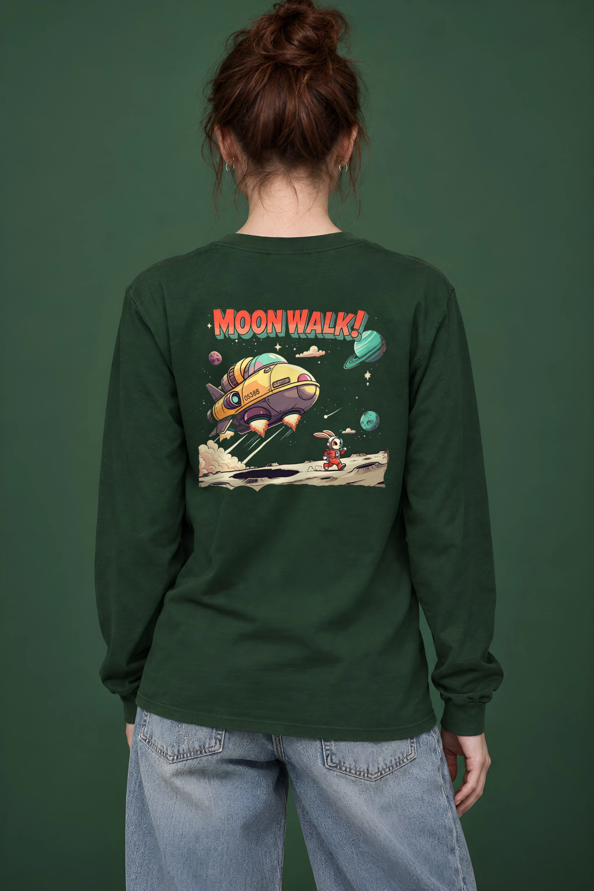 "Lunar Rabbit Rocket" Unisex Longsleeve T-shirt