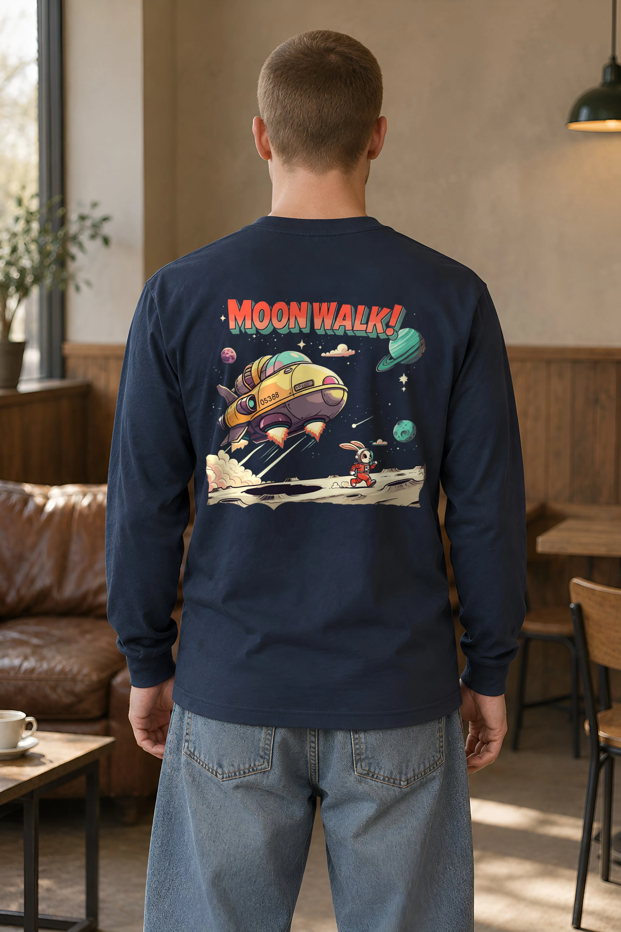 "Lunar Rabbit Rocket" Unisex Longsleeve T-shirt