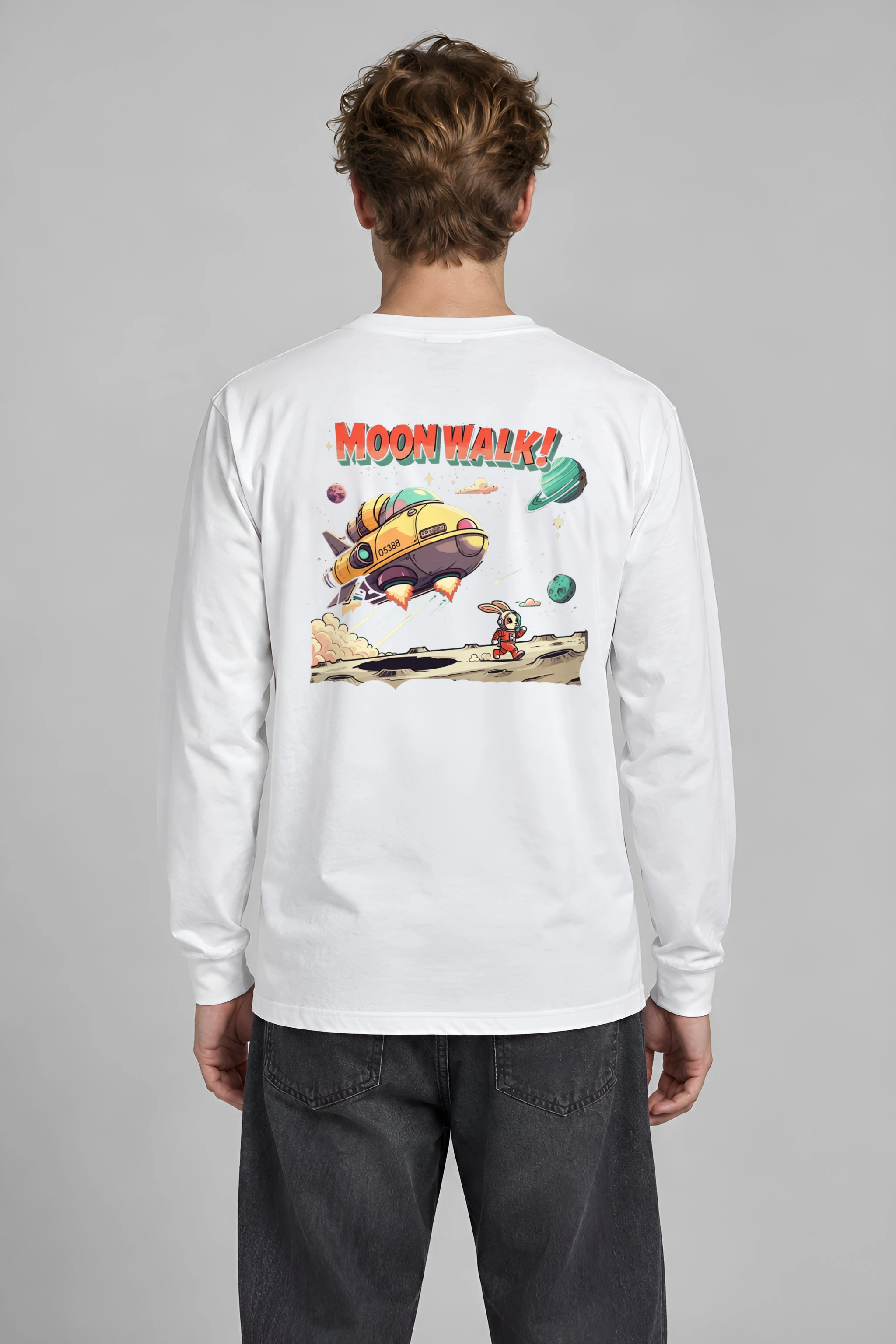 "Lunar Rabbit Rocket" Unisex Longsleeve T-shirt