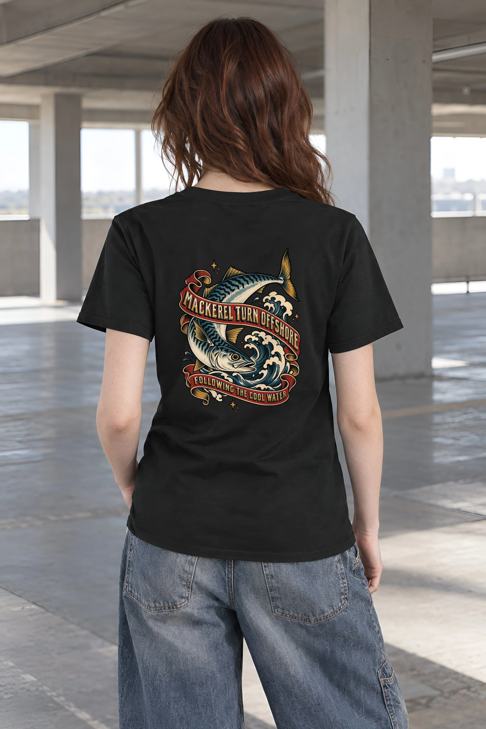 "Mackerel Turn Offshore" Heavyweight Unisex Crewneck T-shirt