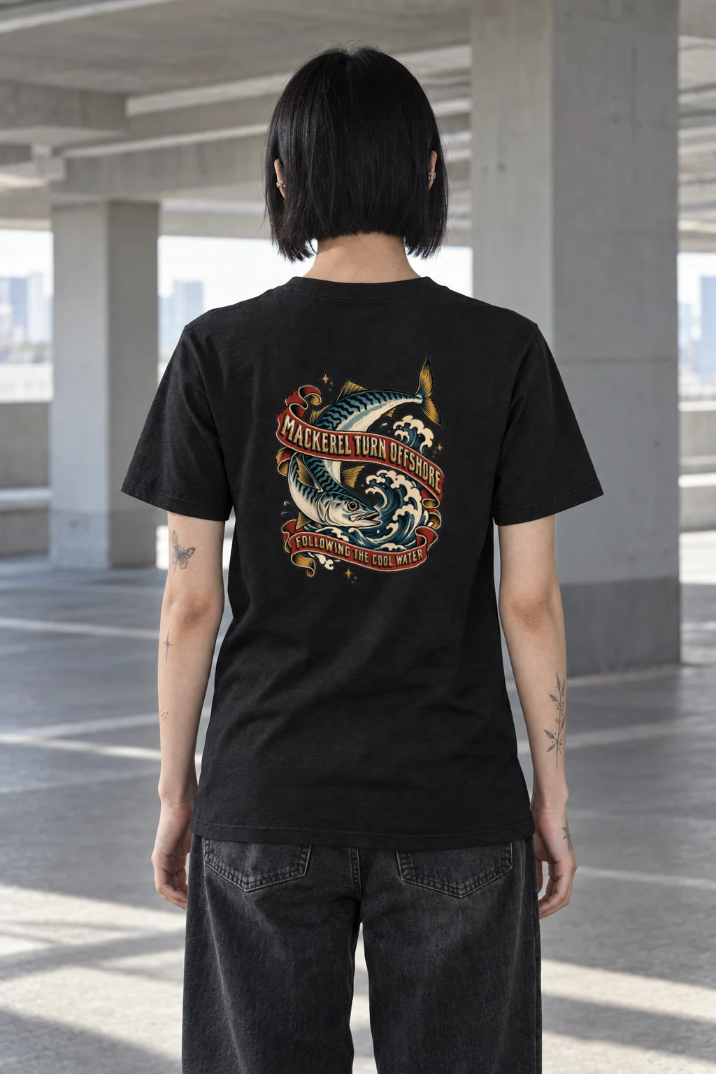 "Mackerel Turn Offshore" Heavyweight Unisex Crewneck T-shirt
