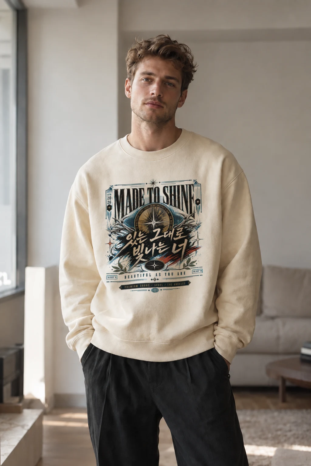 "Made To Shine" Unisex Sponge Fleece Crewneck Sweatshirt | Bella + Canvas 3901