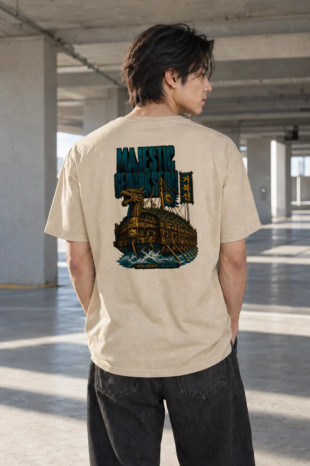 "Majestic Geobukseon" Heavyweight Unisex Crewneck T-shirt | Gildan 5000