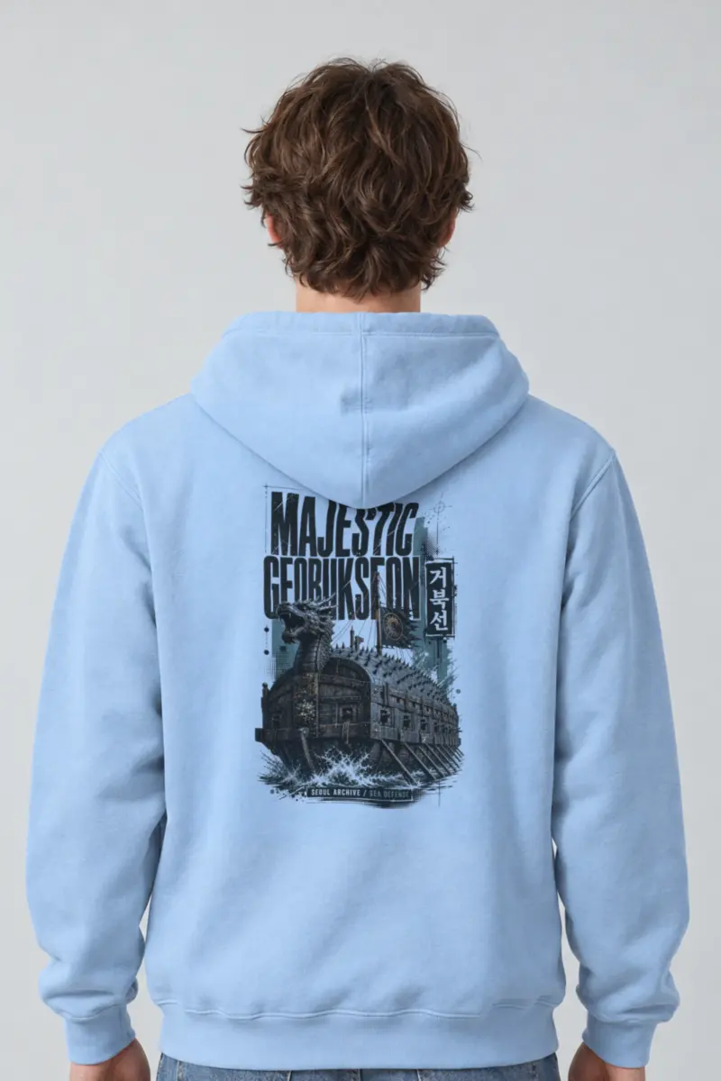 "Majestic Geobukseon Sea Defense · Admiral Yi Sun-sin 이순신" Heavy Blend Unisex Pullover Hoodie