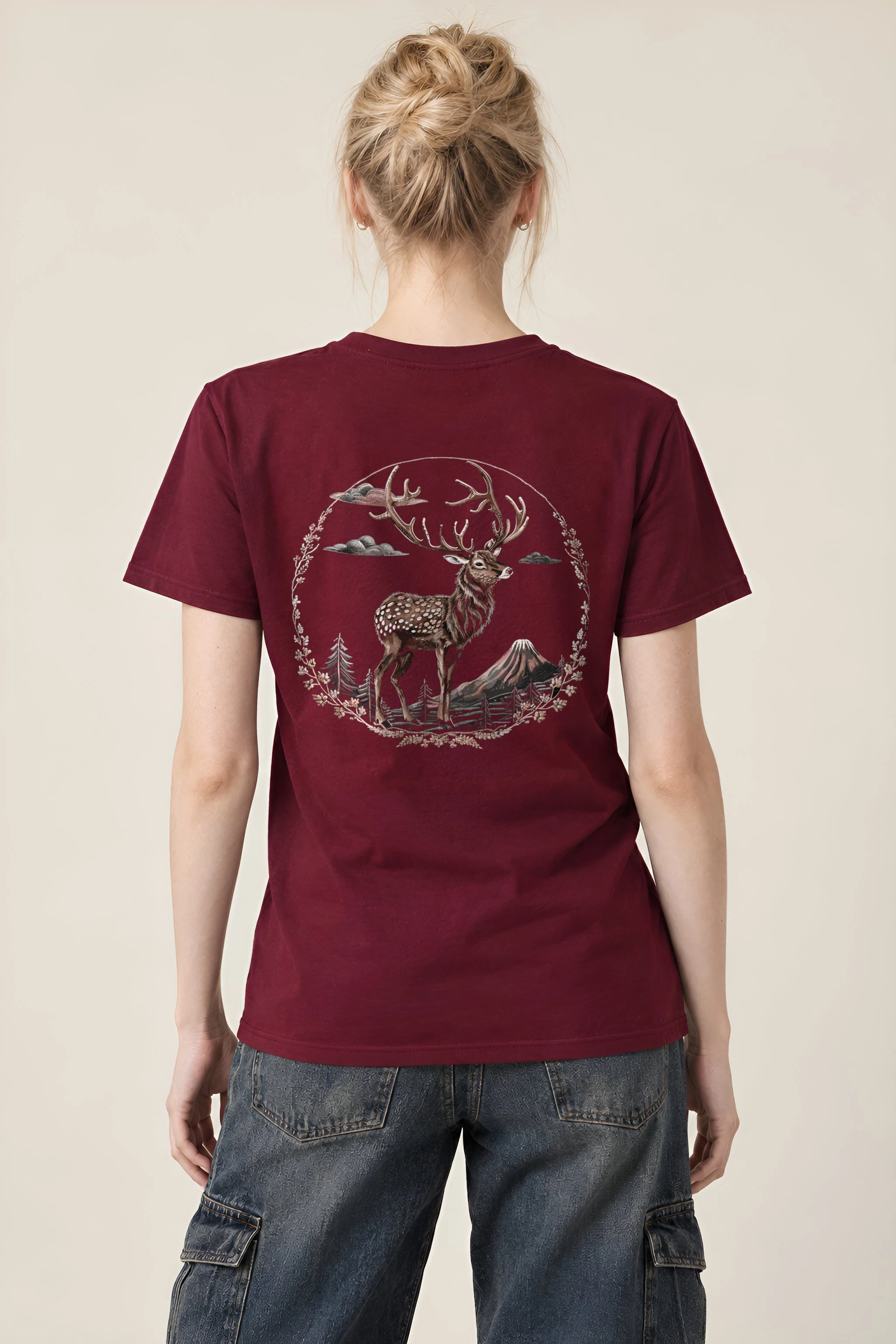 "Majestic Mountain Deer" Heavyweight Unisex Crewneck T-shirt