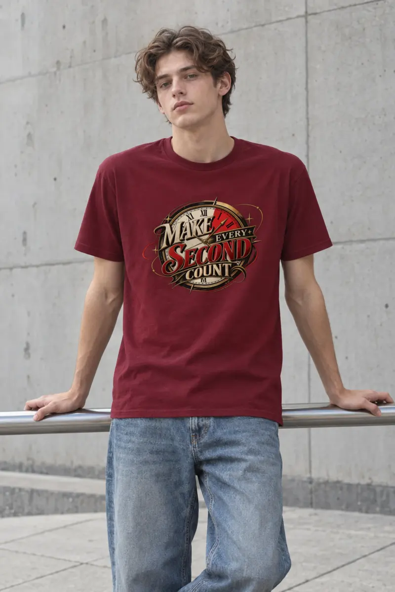 "Make Every Second Count" Heavyweight Unisex Crewneck T-shirt
