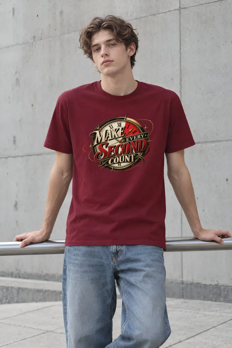"Make Every Second Count" Heavyweight Unisex Crewneck T-shirt