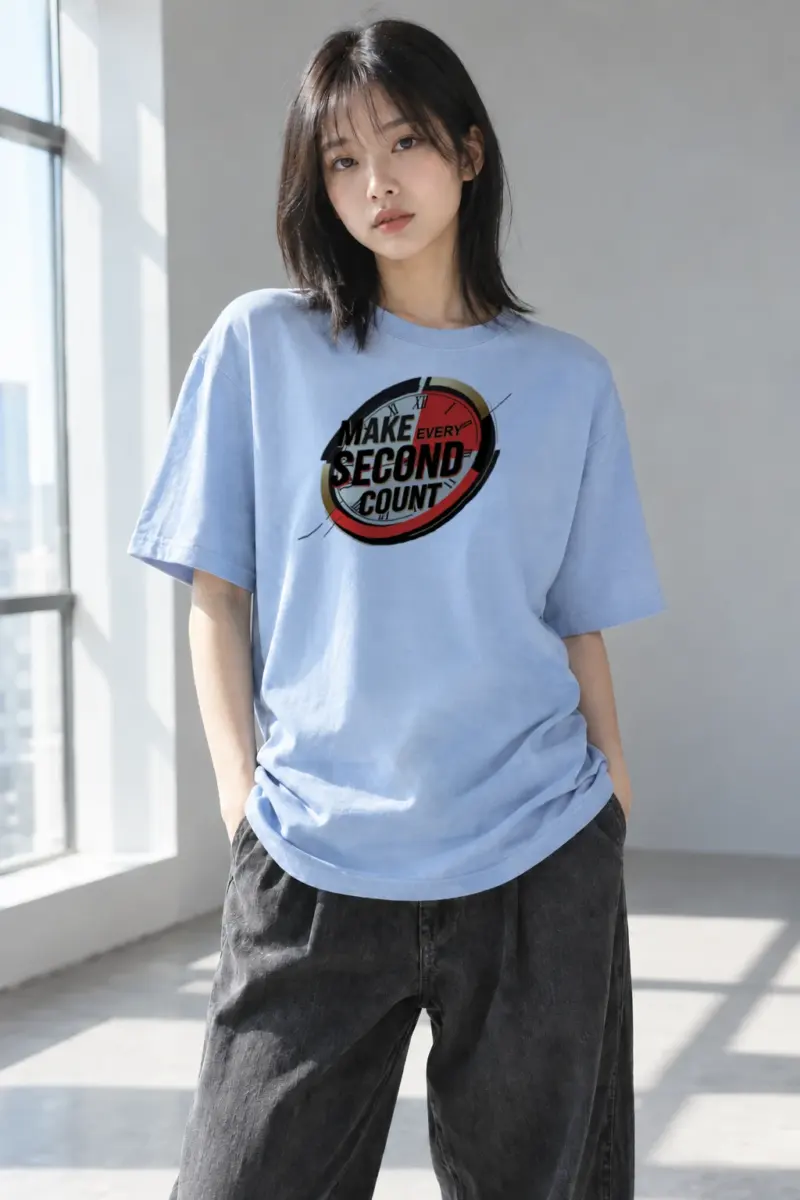 “Make Every Second Count” Heavyweight Unisex Crewneck T-shirt | Gildan 5000