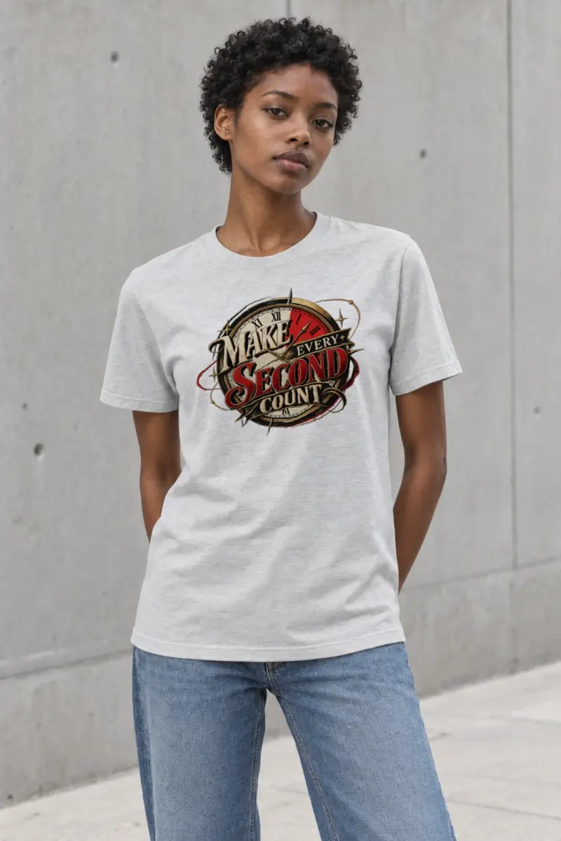"Make Every Second Count" Heavyweight Unisex Crewneck T-shirt | Gildan 5000