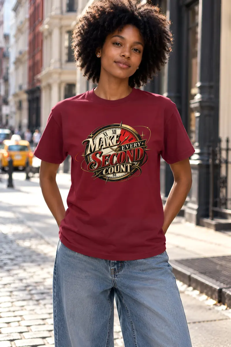 "Make Every Second Count" Heavyweight Unisex Crewneck T-shirt