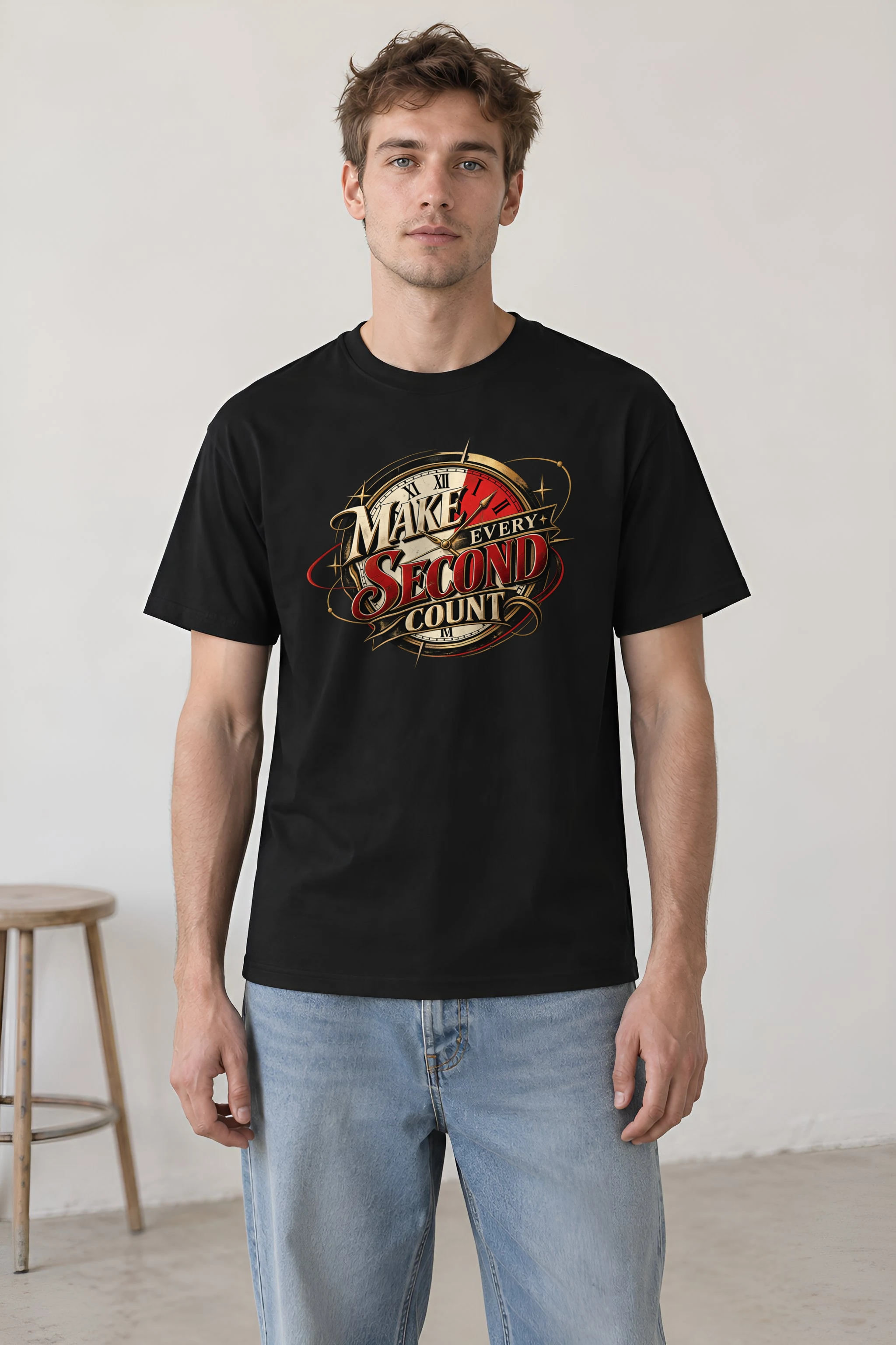 "Make Every Second Count" Heavyweight Unisex Crewneck T-shirt