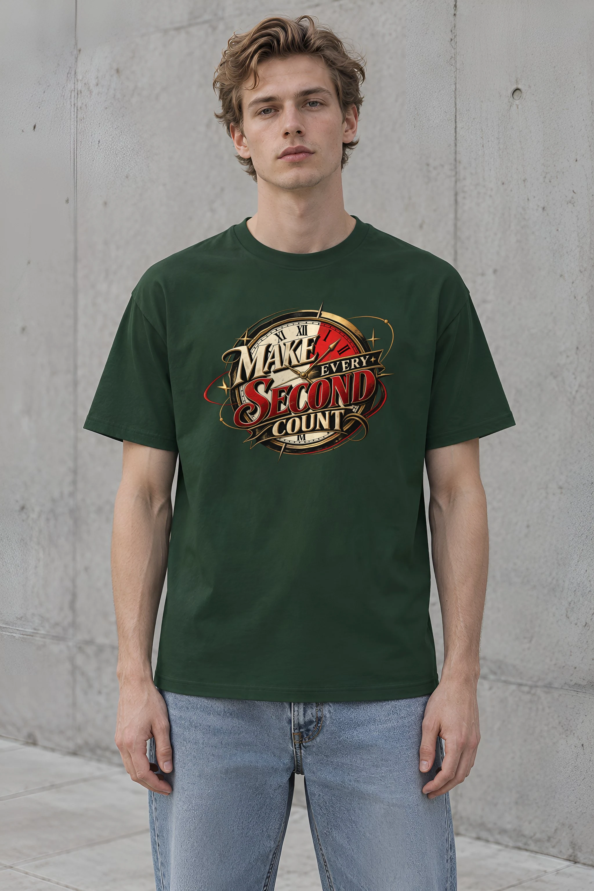 "Make Every Second Count" Heavyweight Unisex Crewneck T-shirt