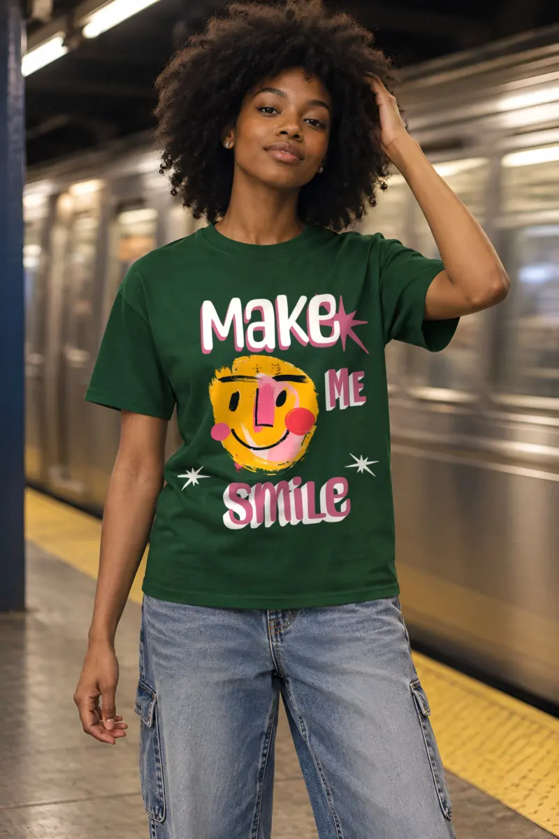 "Make Me Smile" Heavyweight Unisex Crewneck T-shirt