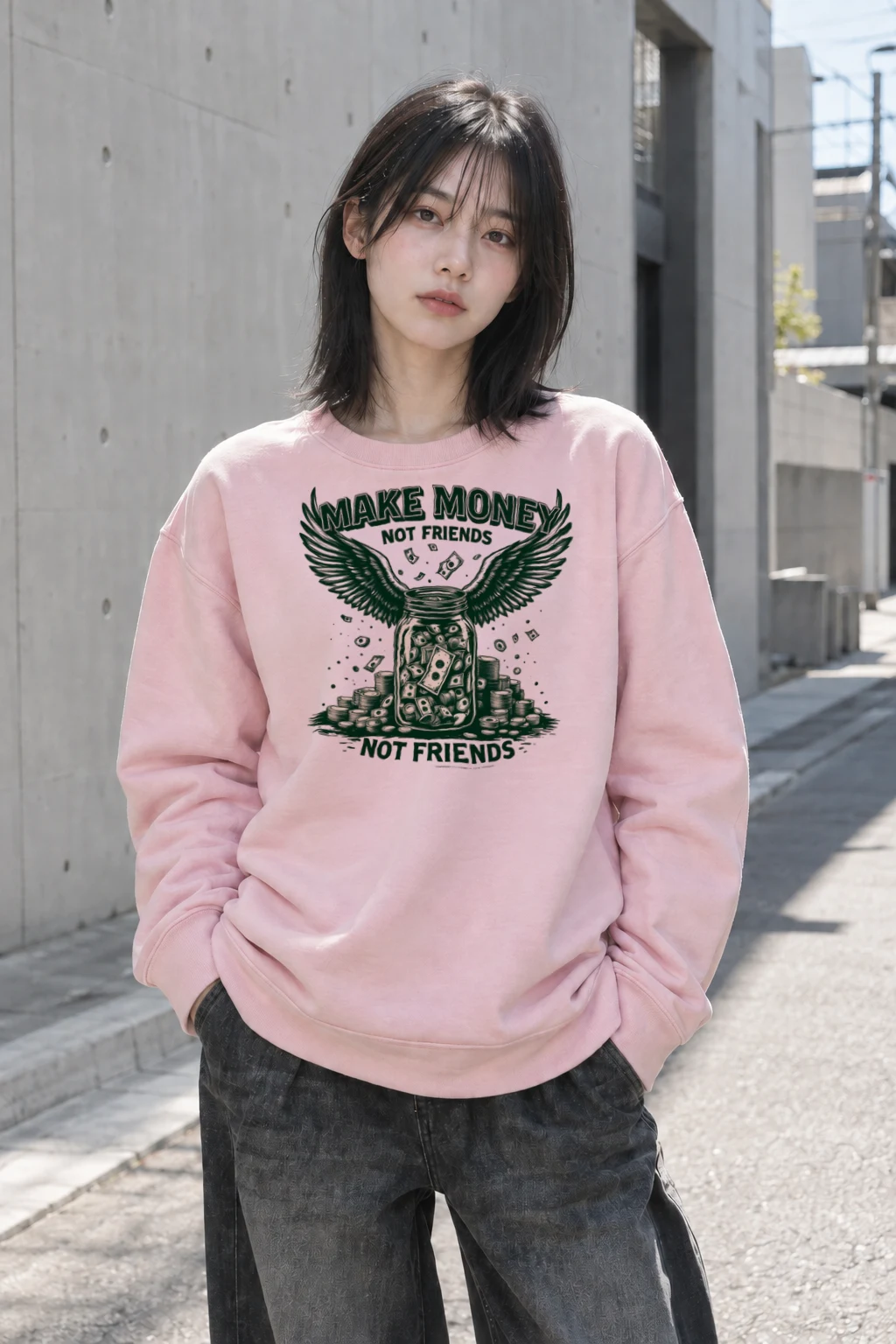 "Make Money Not Friends" Heavy Blend Unisex Crewneck Sweatshirt | Gildan 18000