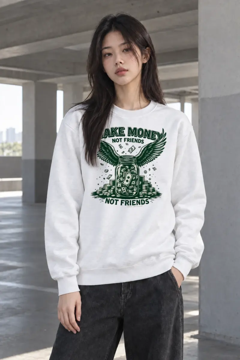 "Make Money Not Friends" Heavy Blend Unisex Crewneck Sweatshirt | Gildan 18000