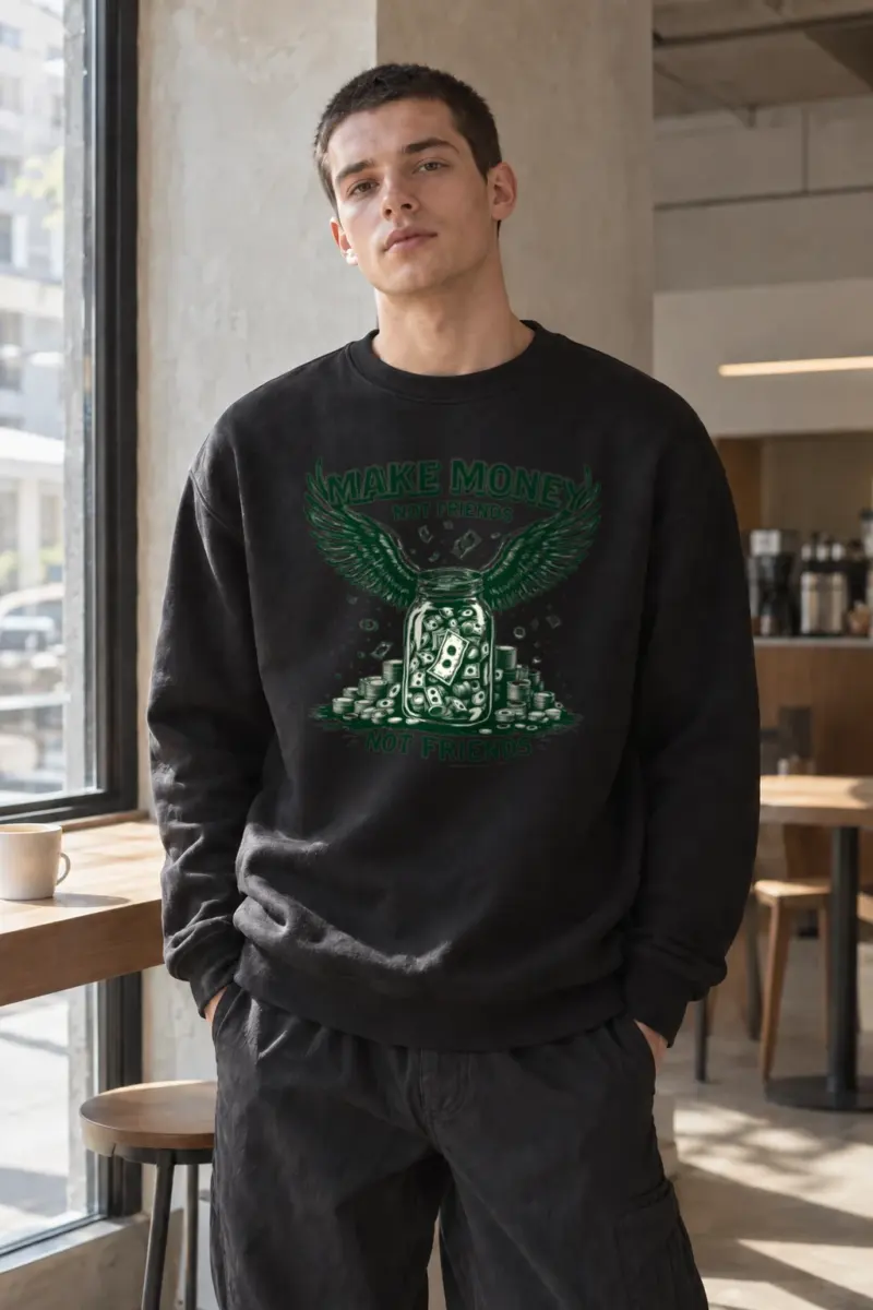 “Make Money Not Friends” Heavy Blend Unisex Crewneck Sweatshirt | Gildan 18000