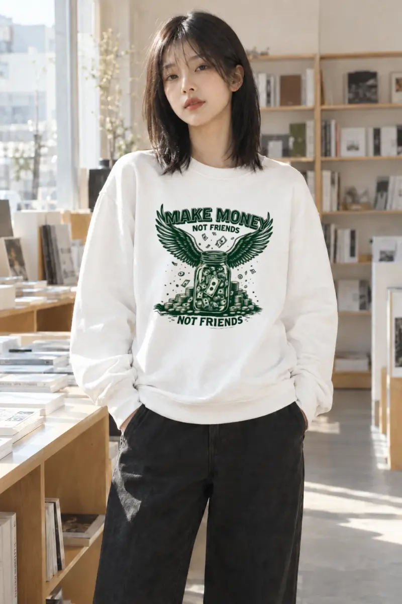 "Make Money Not Friends" Heavy Blend Unisex Crewneck Sweatshirt | Gildan 18000