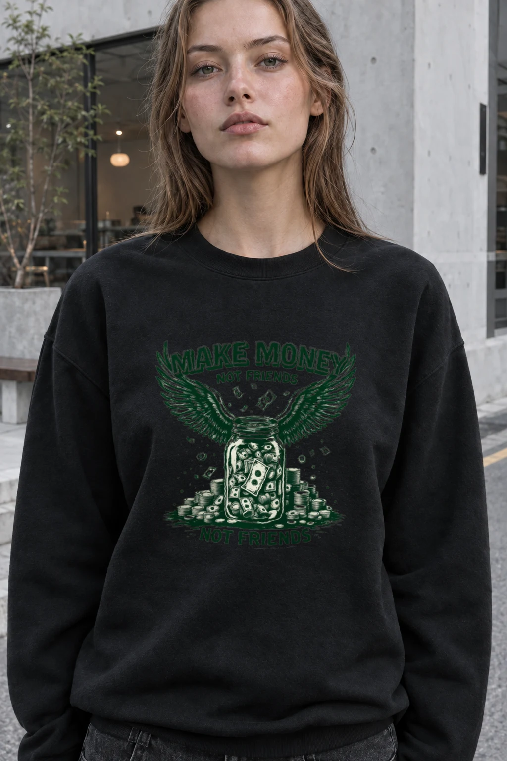 "Make Money Not Friends" Heavy Blend Unisex Crewneck Sweatshirt | Gildan 18000