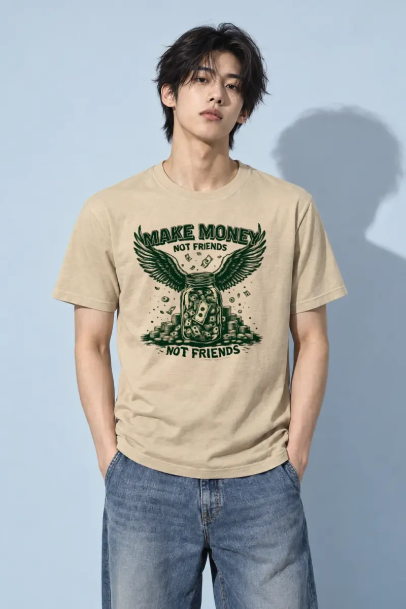 "Make Money Not Friends" Heavyweight Unisex Crewneck T-shirt | Gildan 5000
