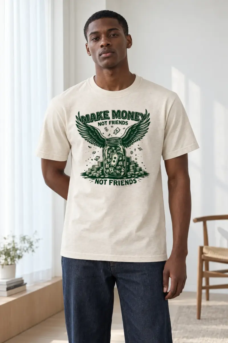 "Make Money Not Friends" Heavyweight Unisex Crewneck T-shirt | Gildan 5000