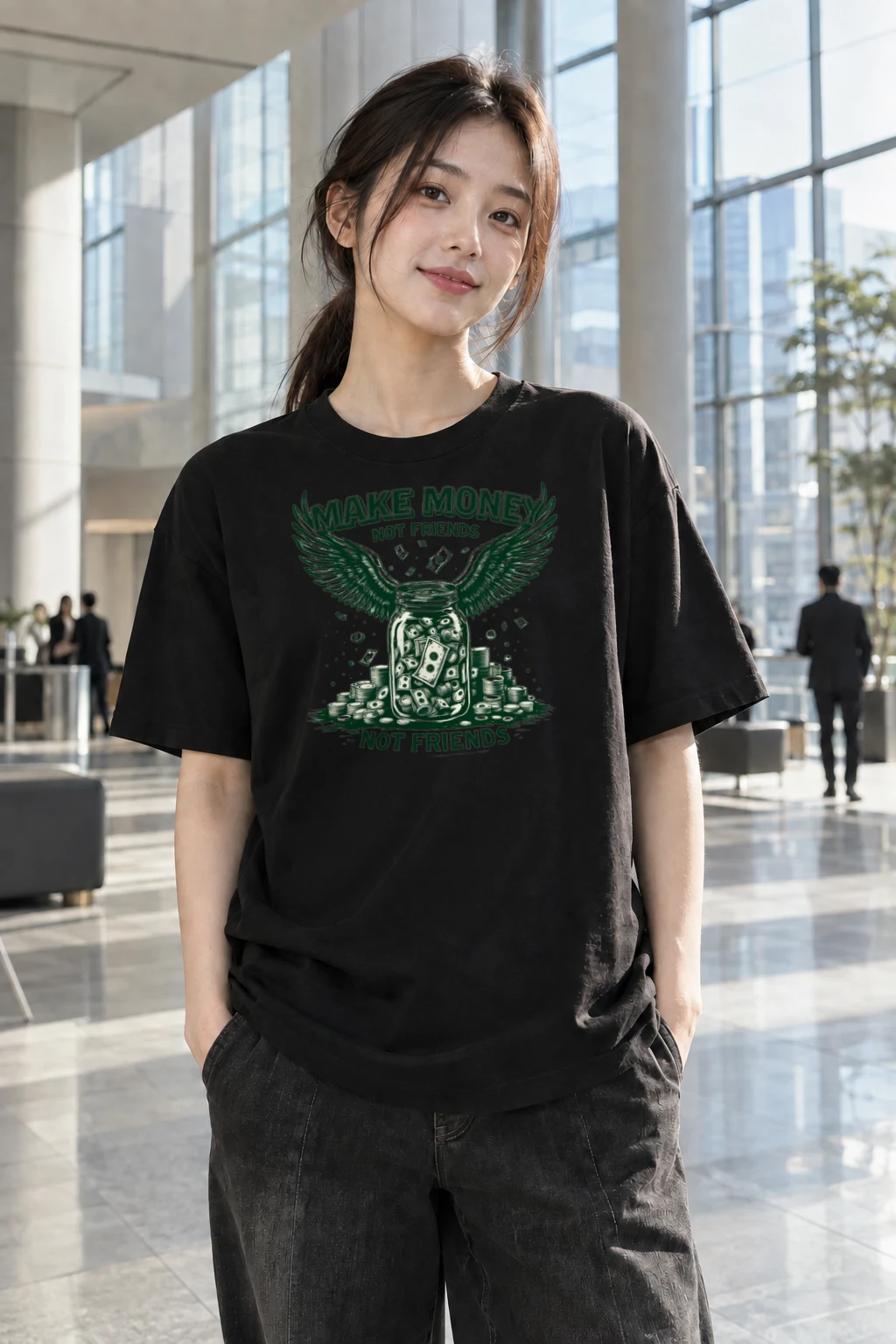 "Make Money Not Friends" Heavyweight Unisex Crewneck T-shirt | Gildan 5000