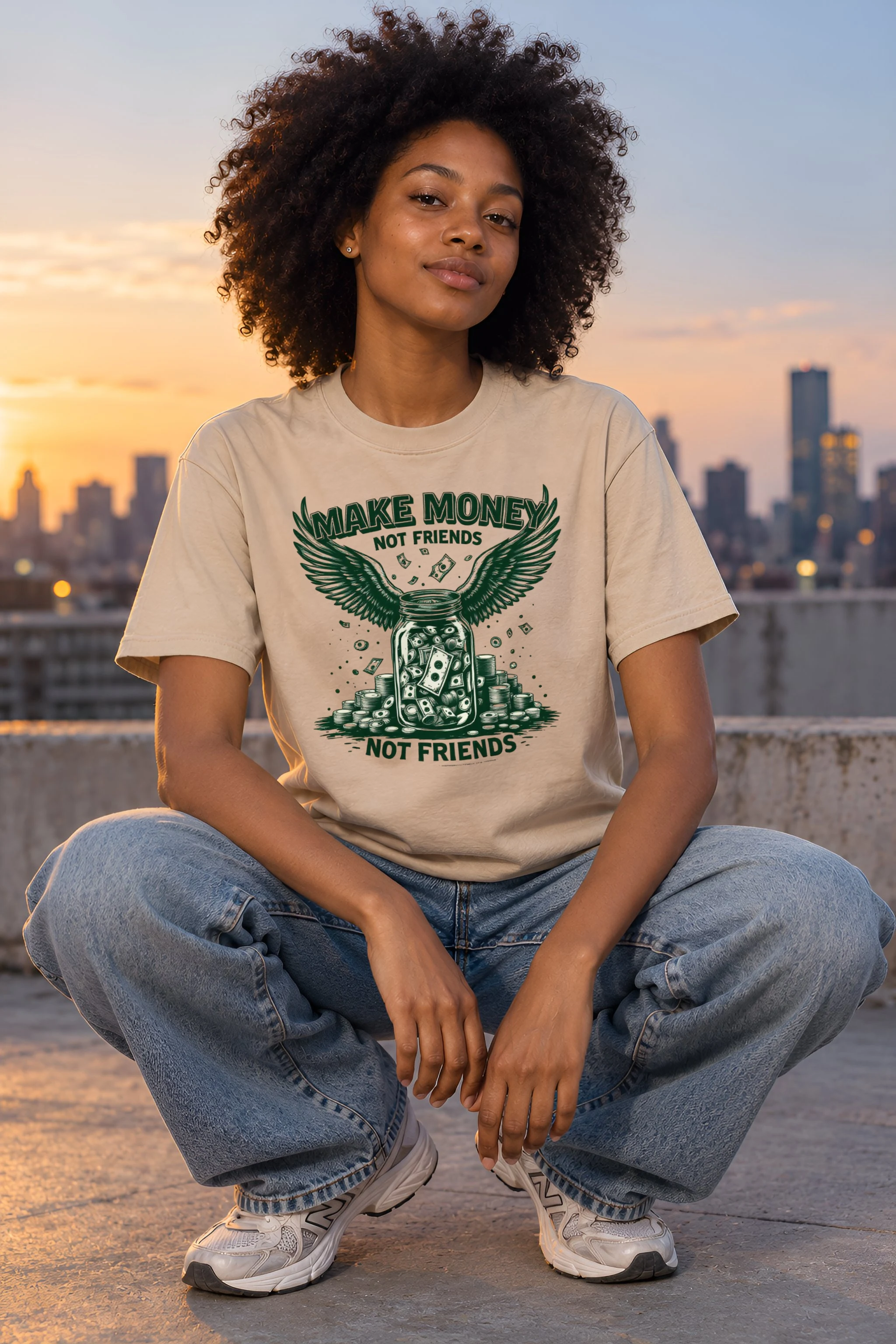 "Make Money Not Friends" Heavyweight Unisex Crewneck T-shirt