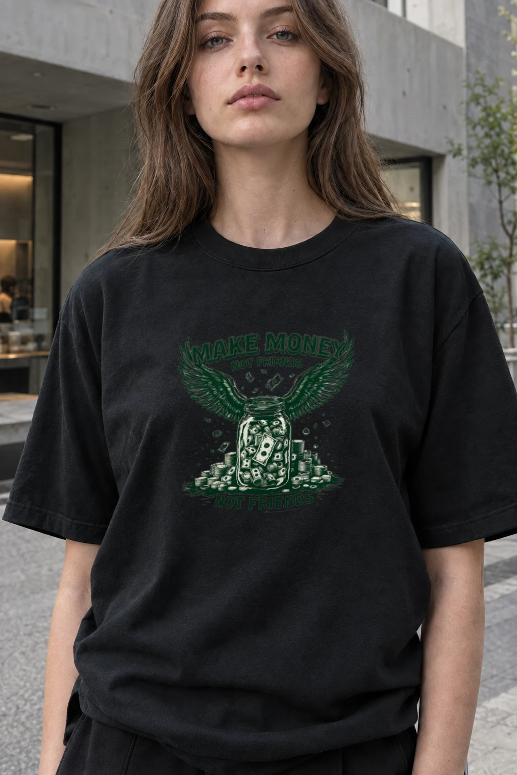 "Make Money Not Friends" Heavyweight Unisex Crewneck T-shirt | Gildan 5000