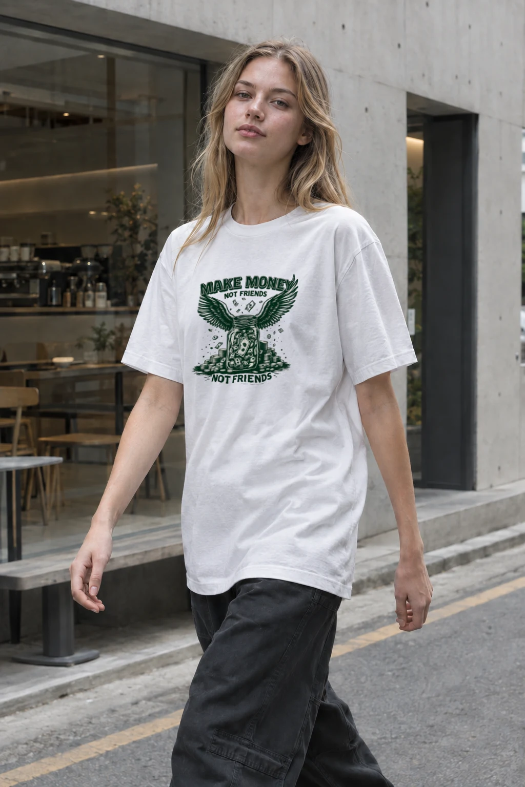 "Make Money Not Friends" Heavyweight Unisex Crewneck T-shirt | Gildan 5000