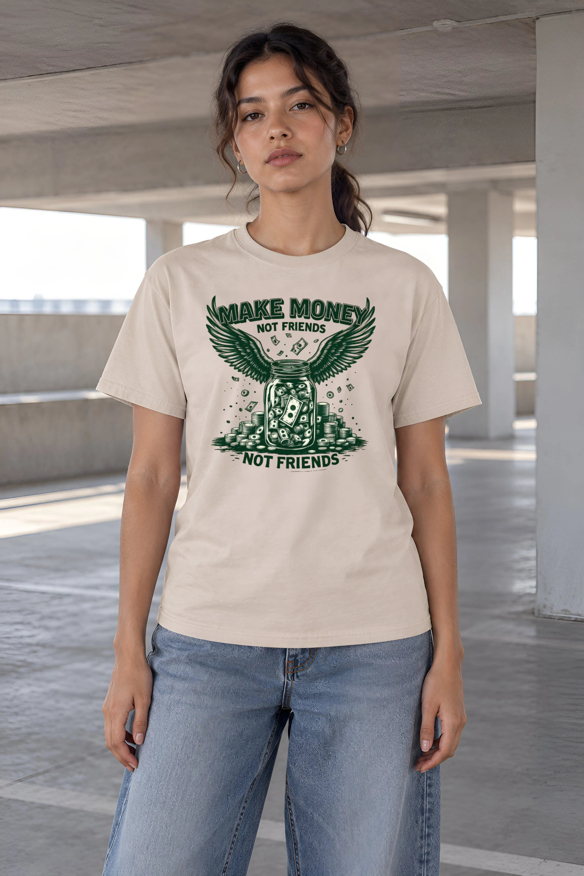 "Make Money Not Friends" Heavyweight Unisex Crewneck T-shirt