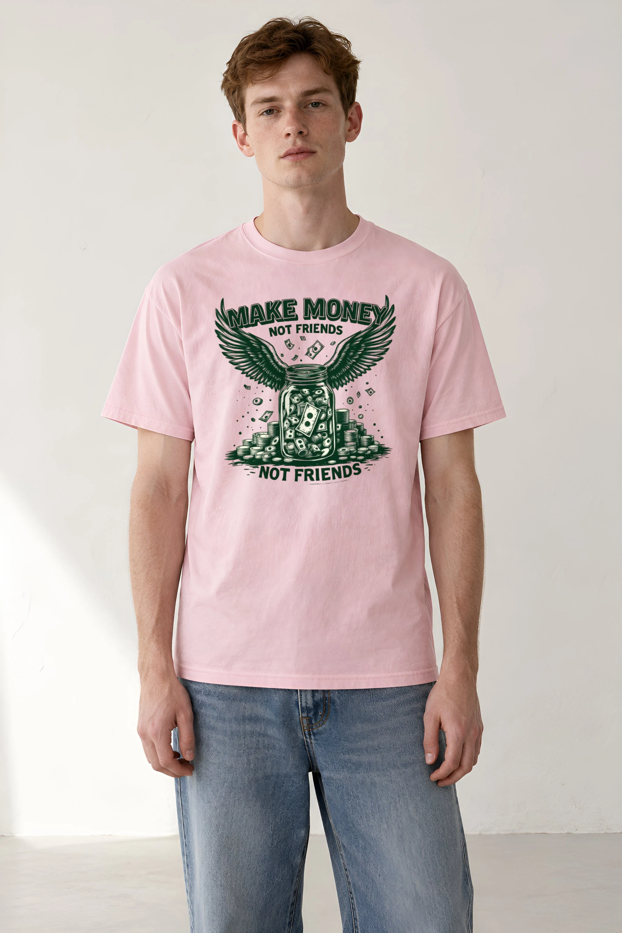 "Make Money Not Friends" Heavyweight Unisex Crewneck T-shirt