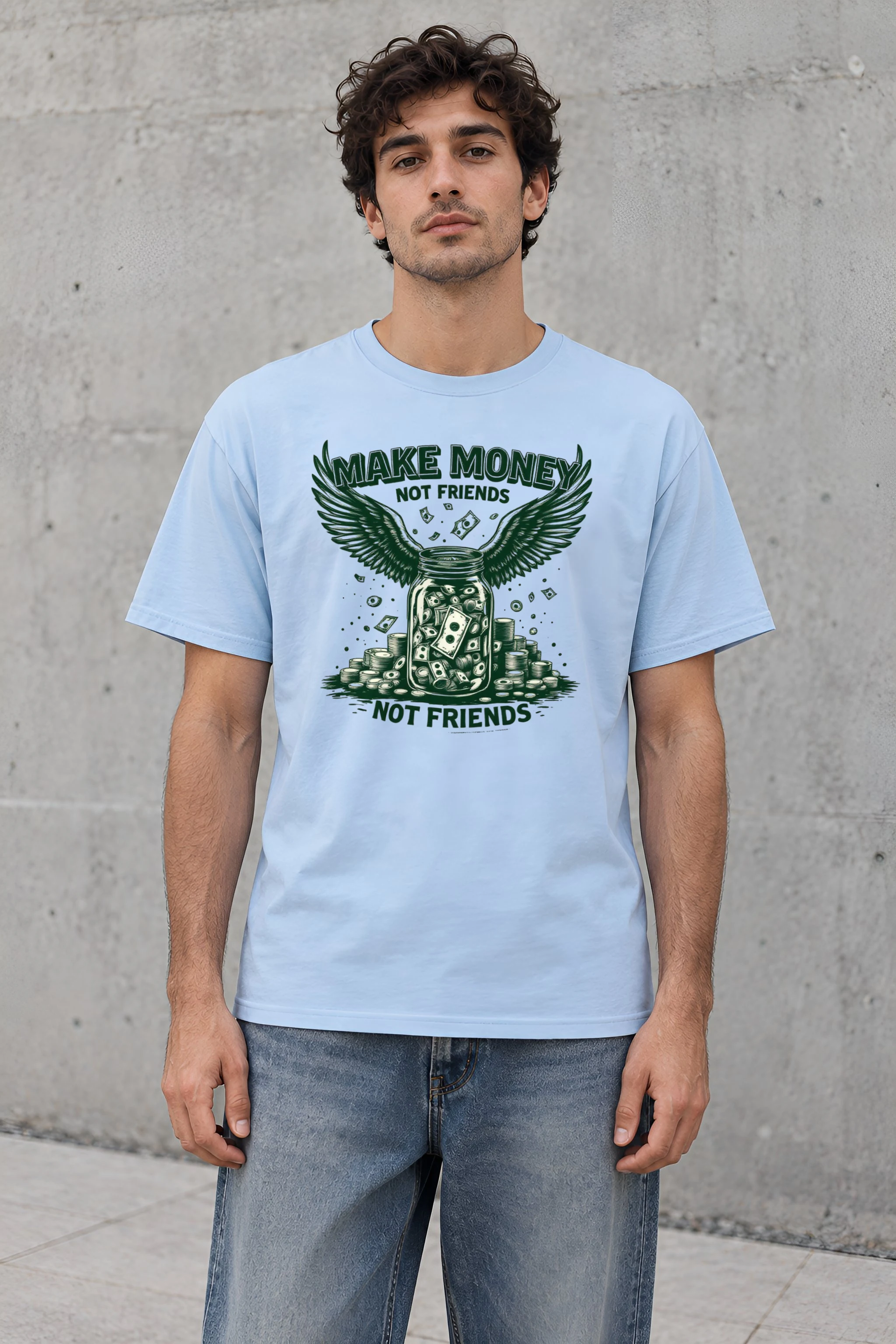 "Make Money Not Friends" Heavyweight Unisex Crewneck T-shirt