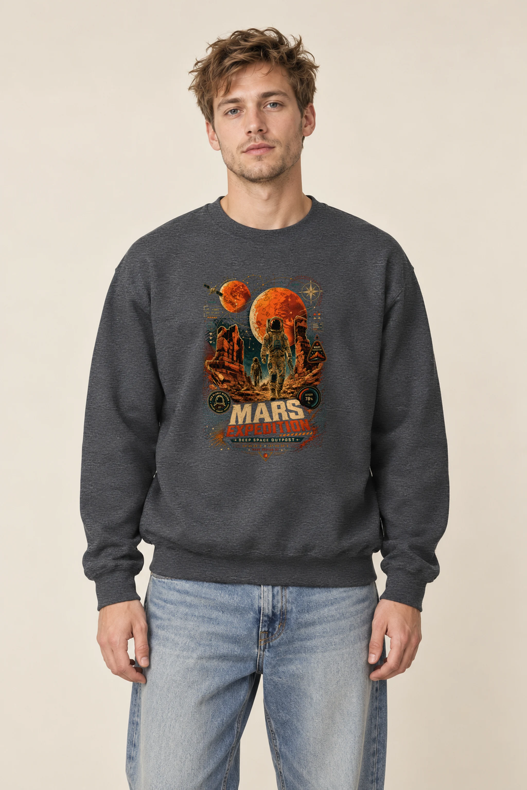 "Mars Expedition" Heavy Blend Unisex Crewneck Sweatshirt