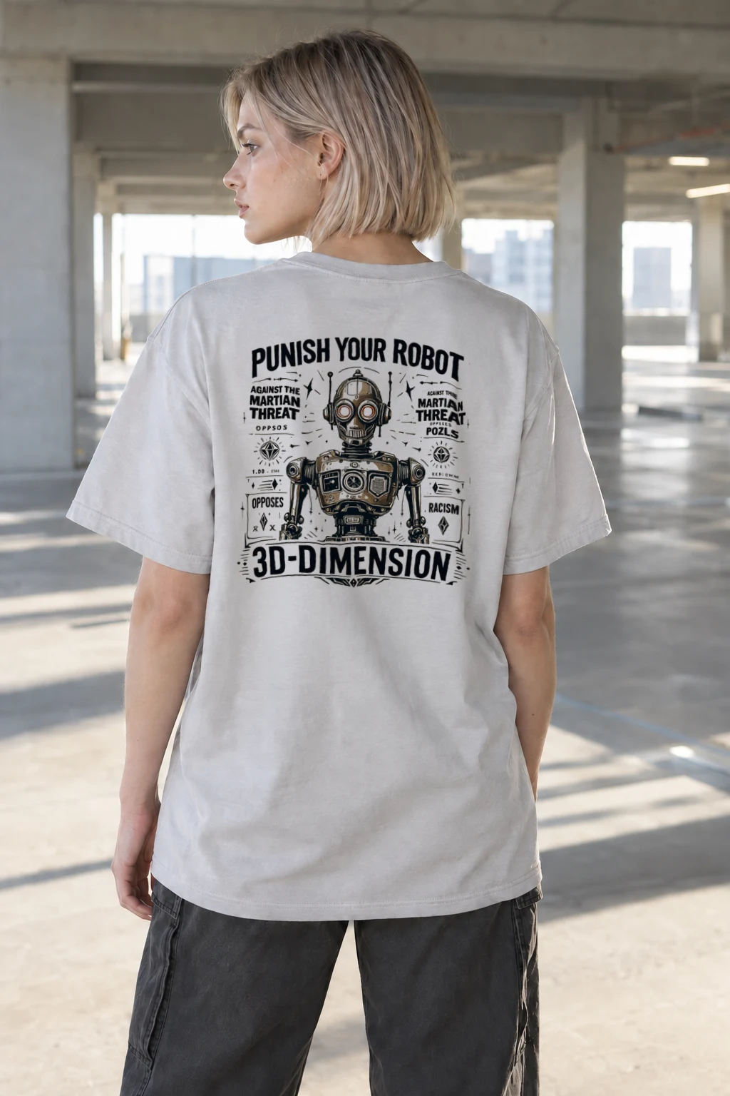 "Martian Threat Robot" Heavyweight Unisex Crewneck T-shirt | Gildan 5000