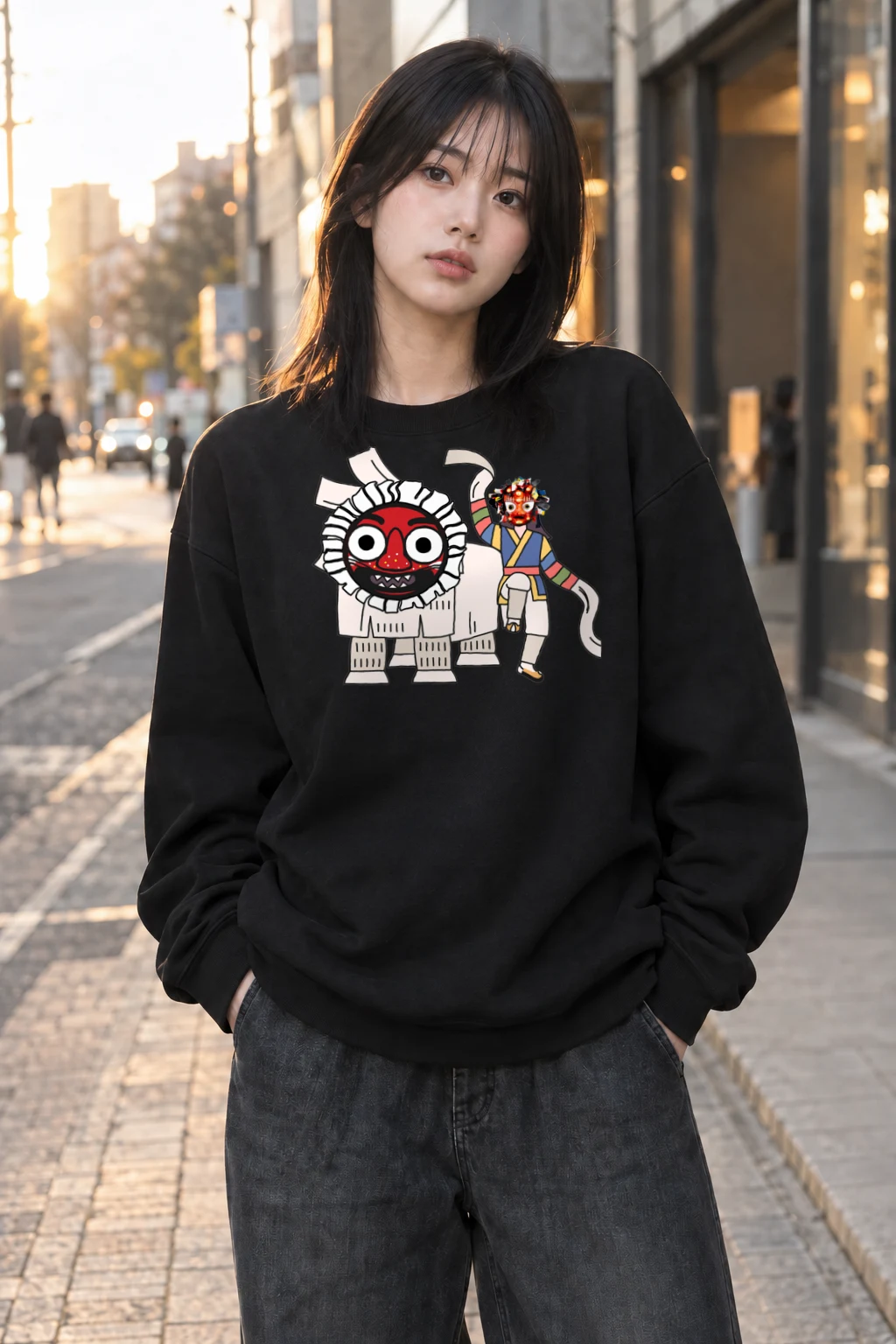 "Masked Lion Dance" Heavy Blend Unisex Crewneck Sweatshirt | Gildan 18000