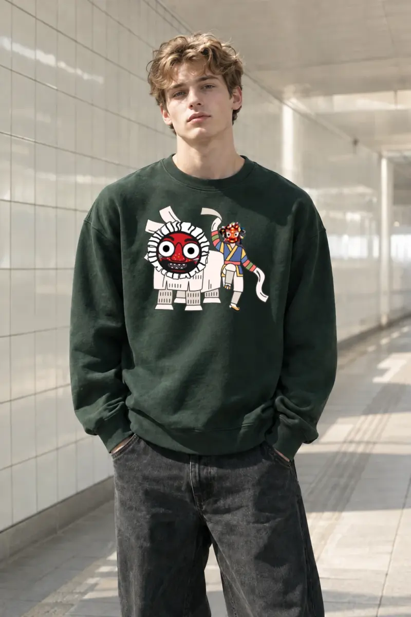 "Masked Lion Dance" Heavy Blend Unisex Crewneck Sweatshirt | Gildan 18000