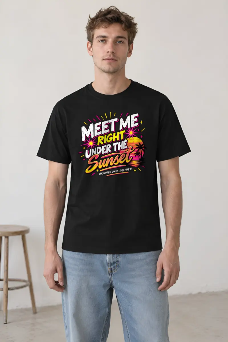 "Meet Me Under Sunset" Heavyweight Unisex Crewneck T-shirt