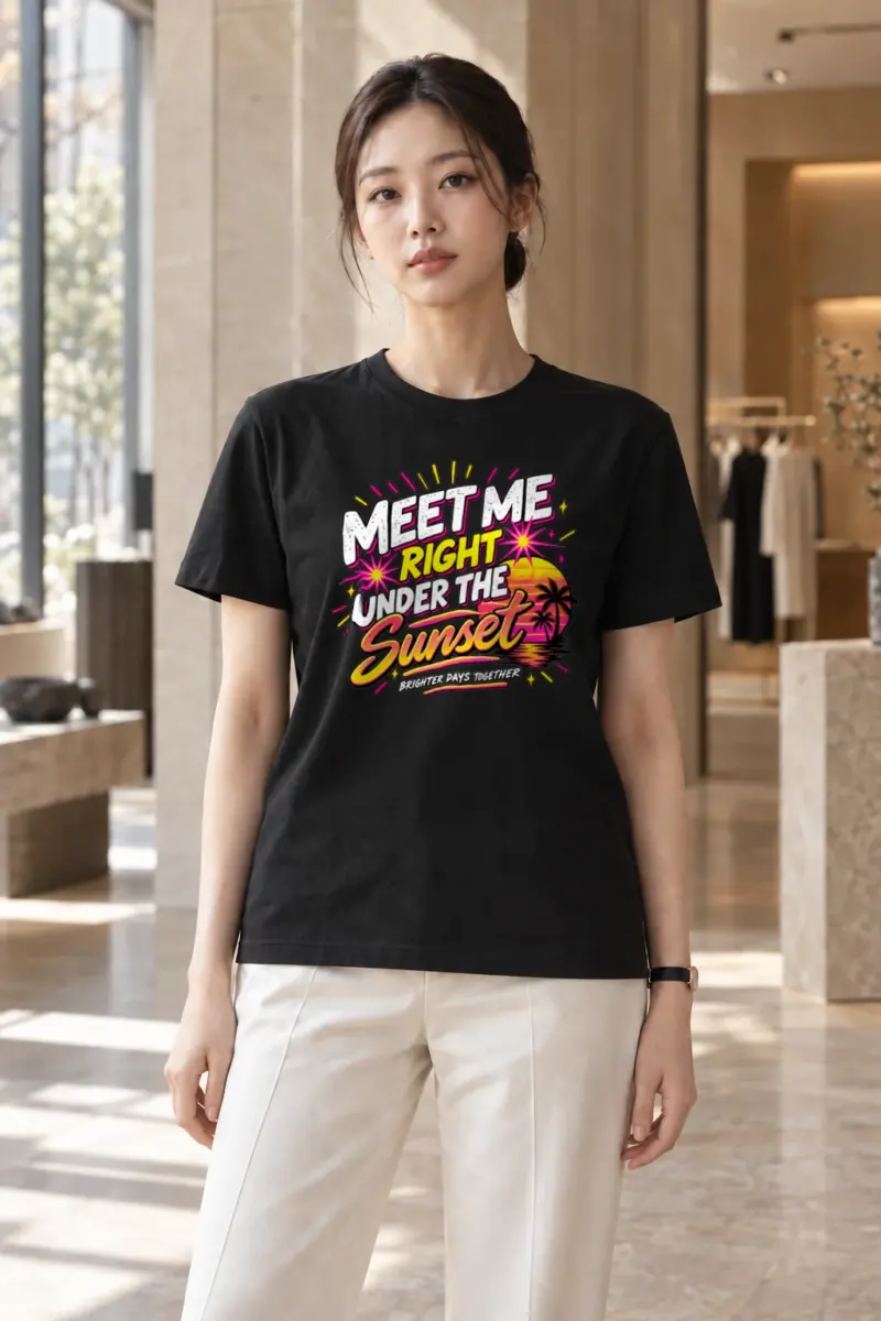 "Meet Me Under Sunset" Heavyweight Unisex Crewneck T-shirt | Gildan 5000