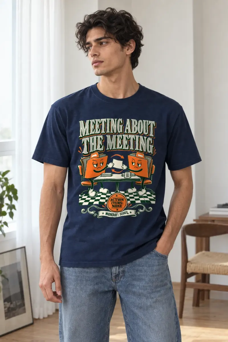 "Meeting About The Meeting" Heavyweight Unisex Crewneck T-shirt | Gildan 5000