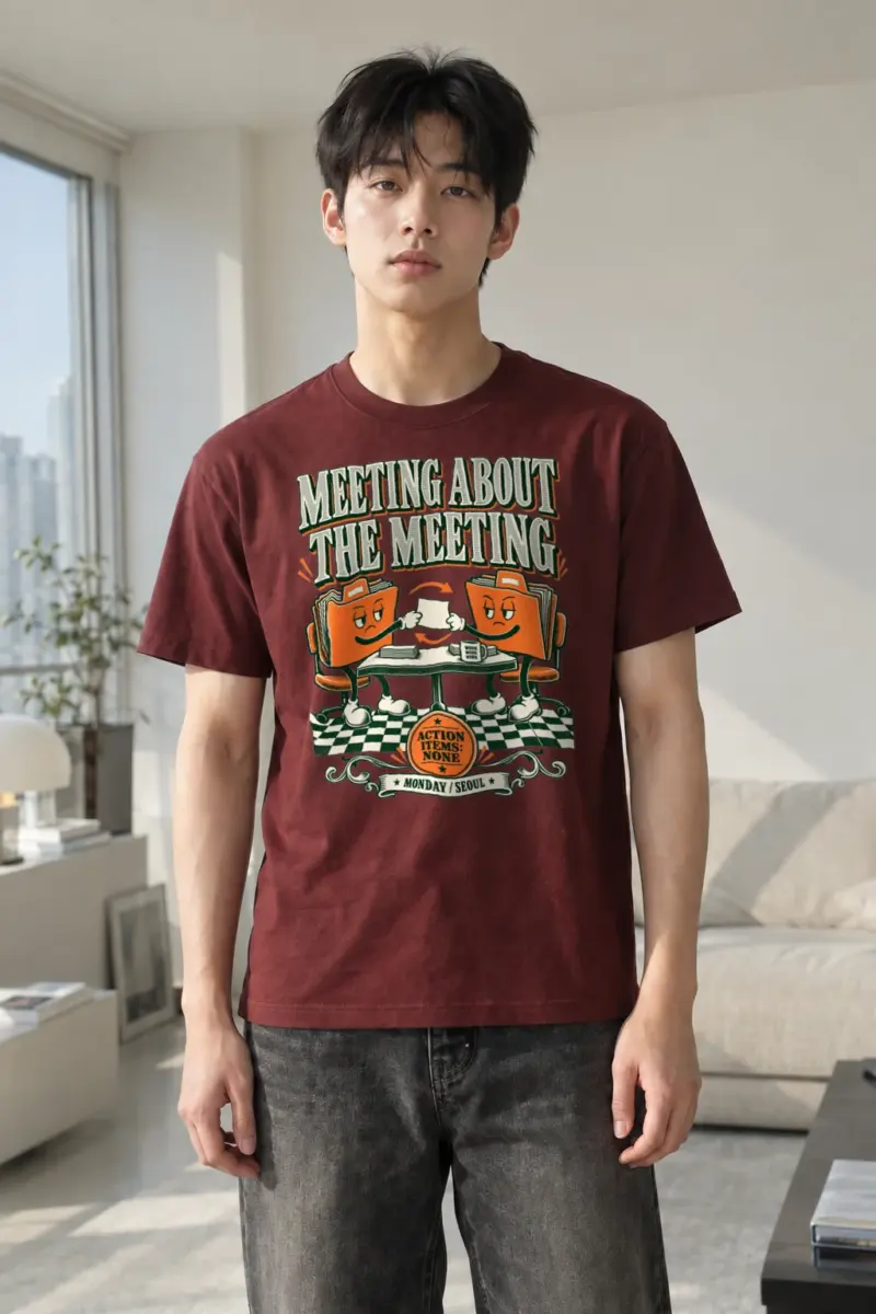 "Meeting About The Meeting" Heavyweight Unisex Crewneck T-shirt | Gildan 5000