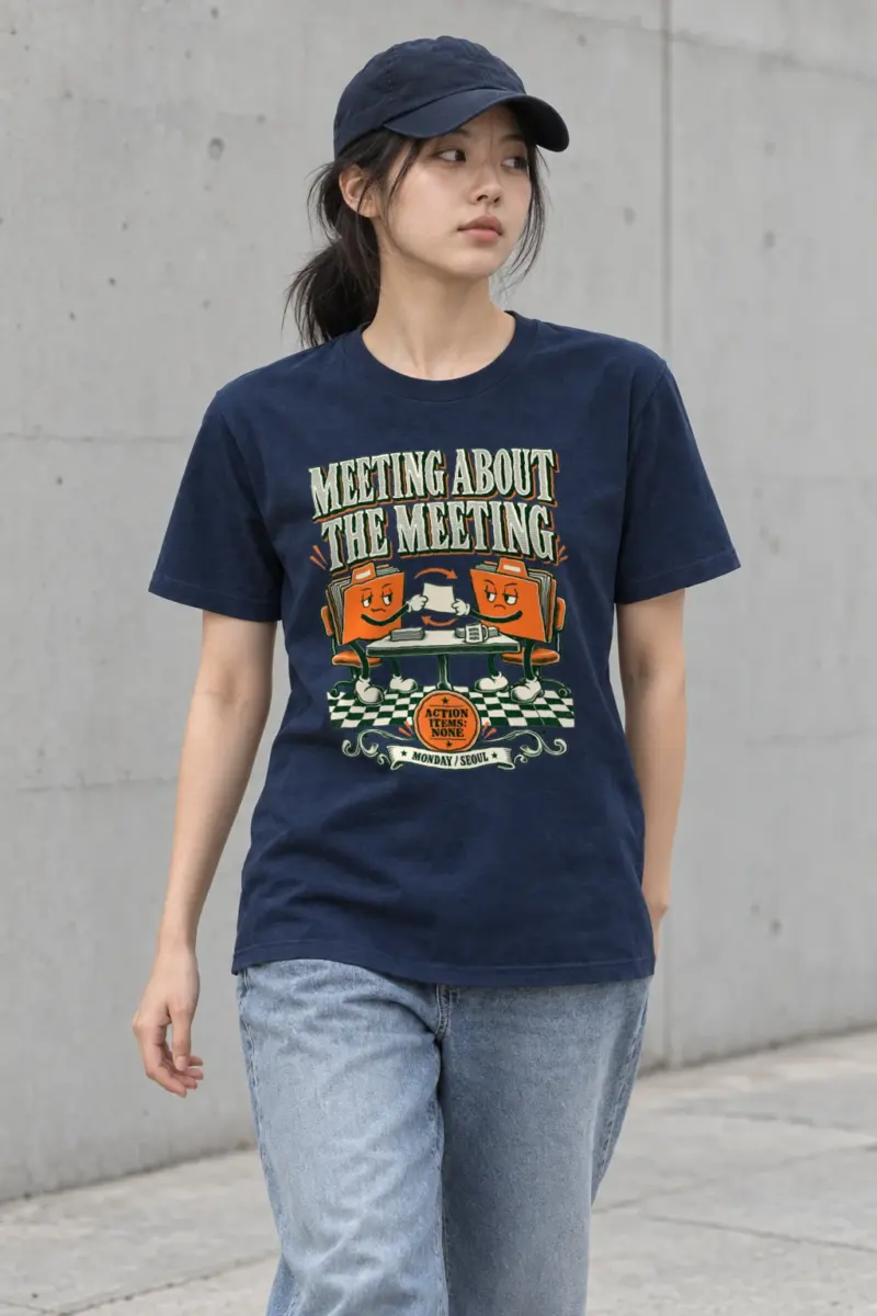 "Meeting About The Meeting" Heavyweight Unisex Crewneck T-shirt | Gildan 5000