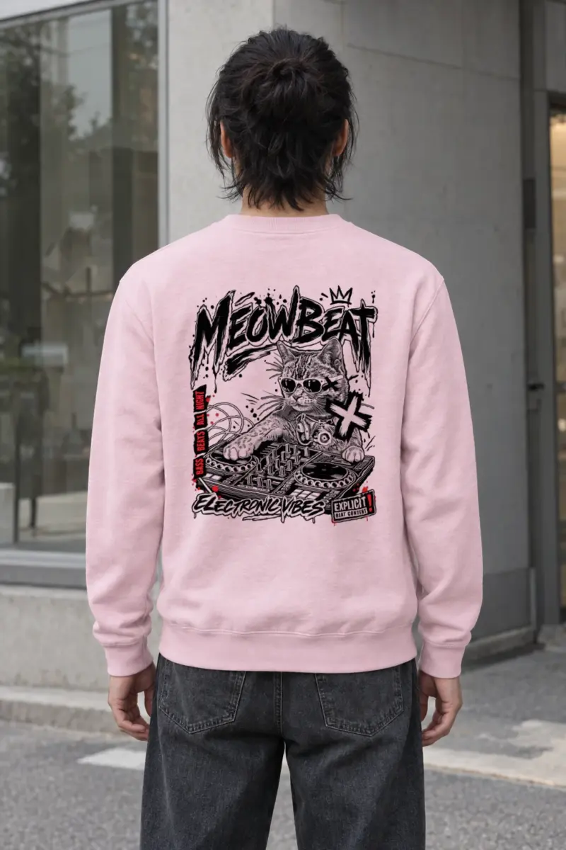 "Meowbeat Bass Beats" Heavy Blend Unisex Crewneck Sweatshirt